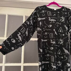 Black Metallic thread Vintage Sweater dress